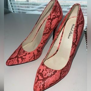 Michael Antonio Pink Snakeskin Net Heels